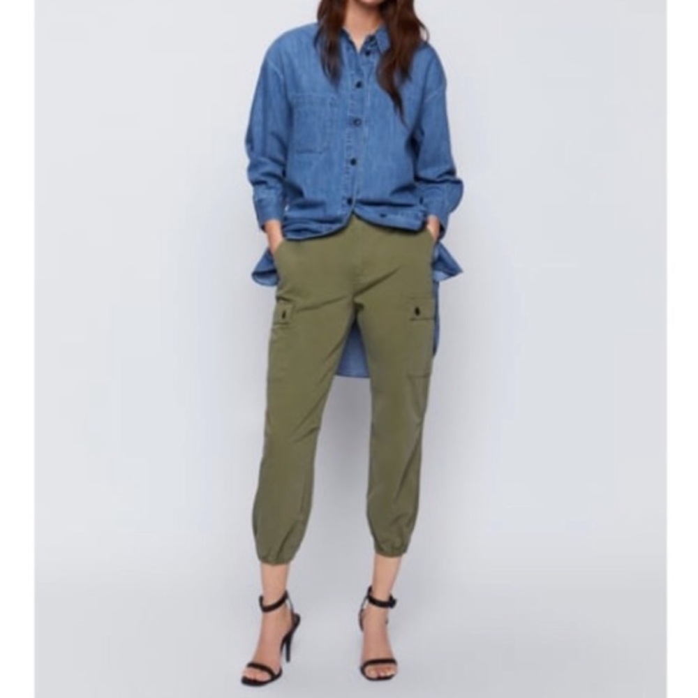 Zara khaki ZW premium cargo pants - Picture 1 of 5